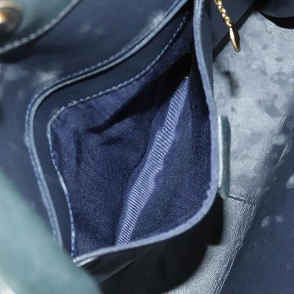 GUCCI Bamboo Hand Bag Leather 2way Navy Gold 001 3444 1638 Auth BA3439 - Picture 12 of 15